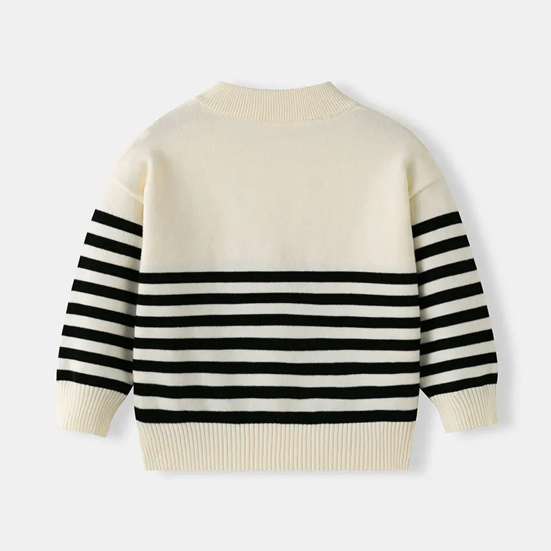 2025 new autumn and winter children's baby pullover middle neck cotton sweater boys and girls pullover zipper bottoming knitted