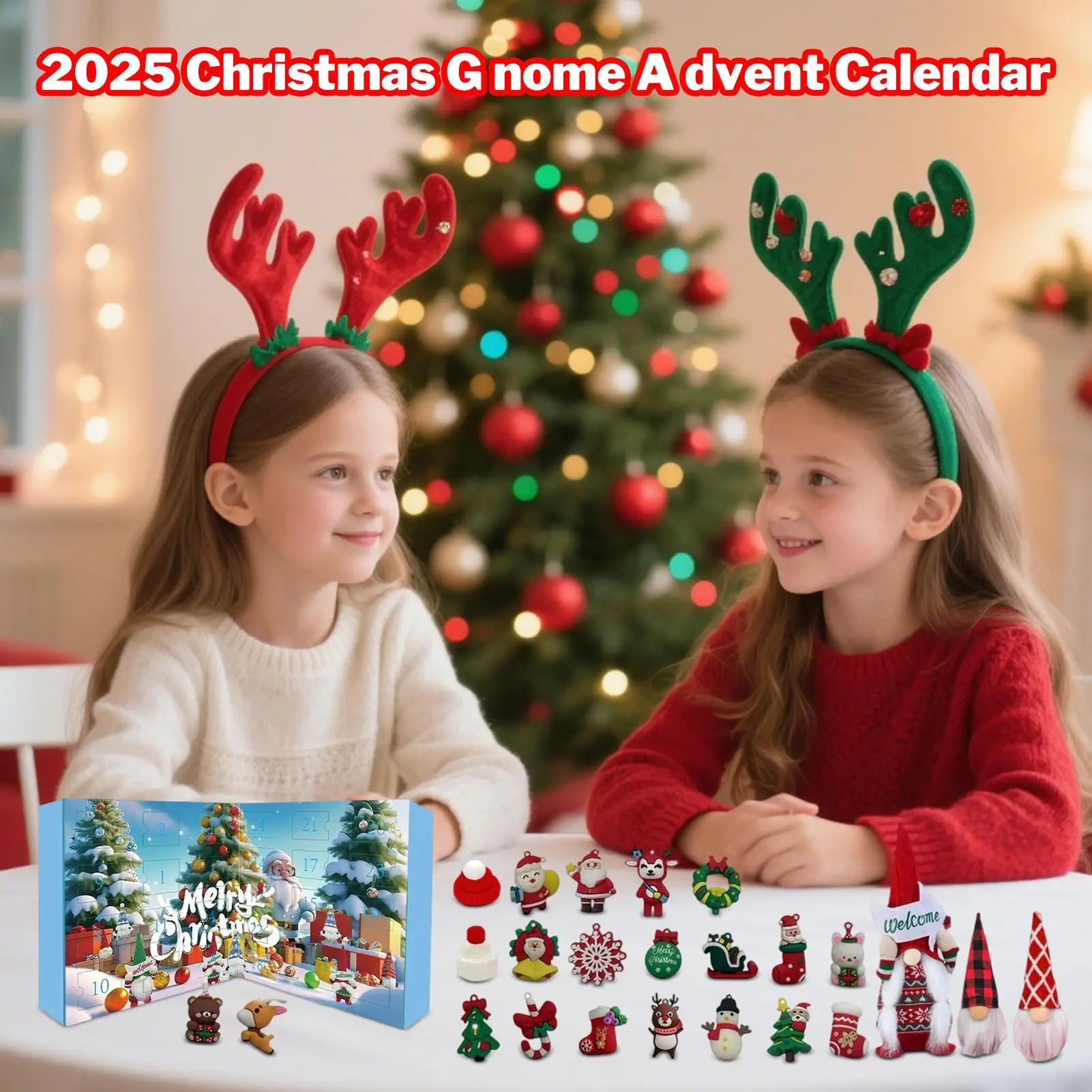 

Рождественский календарь обратного отсчета, Рождественский кулон, гном, 24-дневное праздничное украшение, подвеска, украшение, гном для девочек