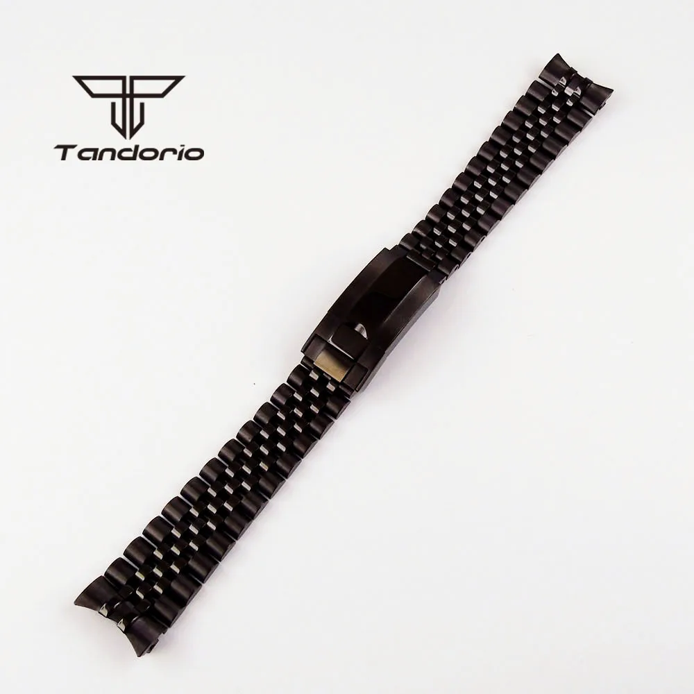 20mm Width Black PVD Stainless Steel Jubilee Bracelet Bracelet Clasp Watch Parts Replacements