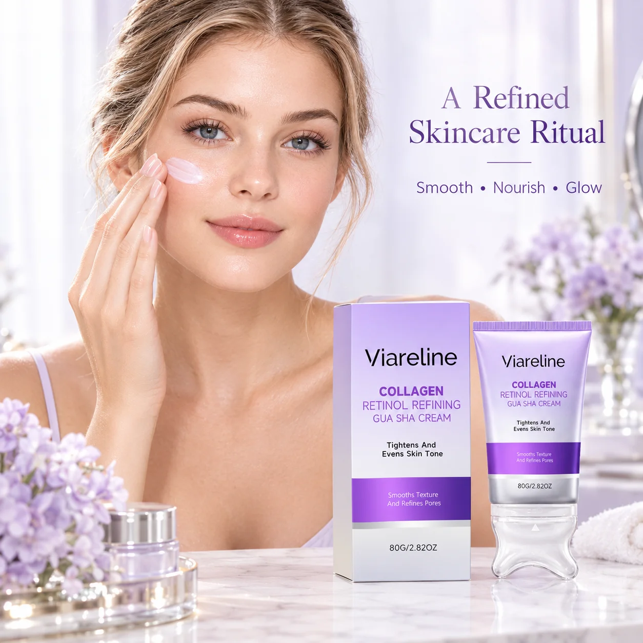 Viareline Collagen Retinol Refining Gua Sha Cream Anti-Wrinkle Instant Face Lift Sculpting Skin Tightening Firming Neck Cream