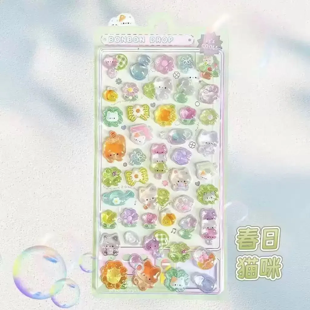 //Kawaii 3D Jelly Resin Stickers Leuke Cartoon Sparkle Transparante Stickers voor Scrapbooking Telefoonhoesje Laptop DIY Decor..