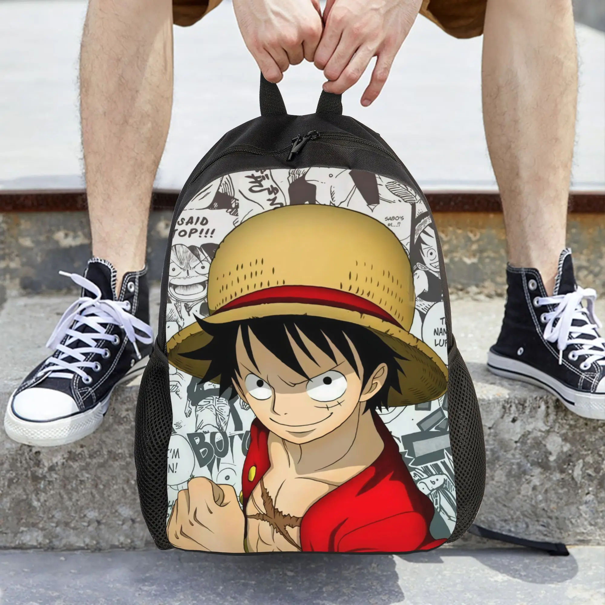 Ones Pieces Anime  Women Backpack Trend Student School Bag   Laptop Backpack Boys Girls Travel Shoulder Bag
