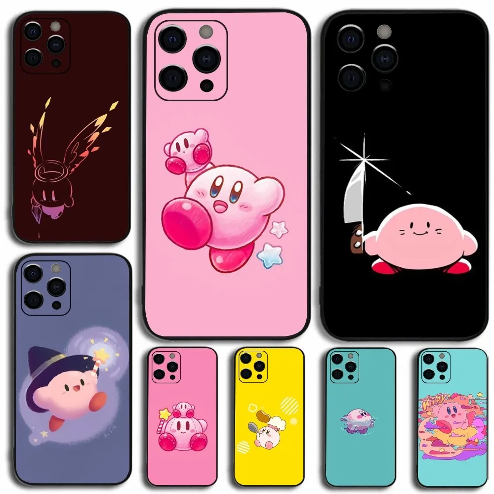 

Cute K-KIRBY Game Phone Case For Apple iPhone 15,14,13,12,11,Pro,X,XS,Max,XR,Plus,Mini Soft Black Cover