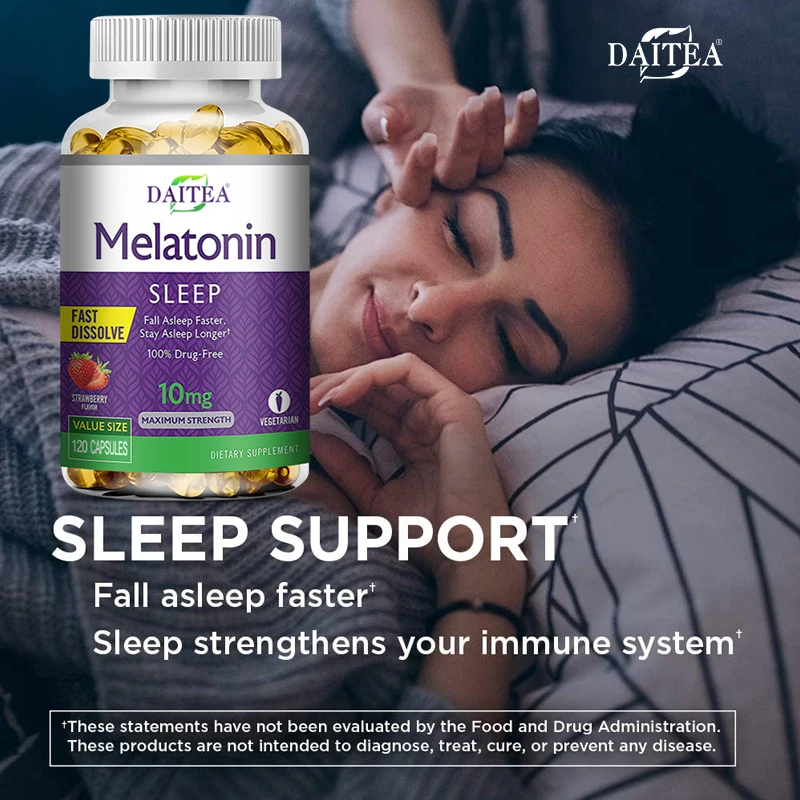 Melatonin Capsules - Sleep Aid Supplement That Helps Nourish Nerves, Relieves Sleep Disorders and Improves Energy Levels