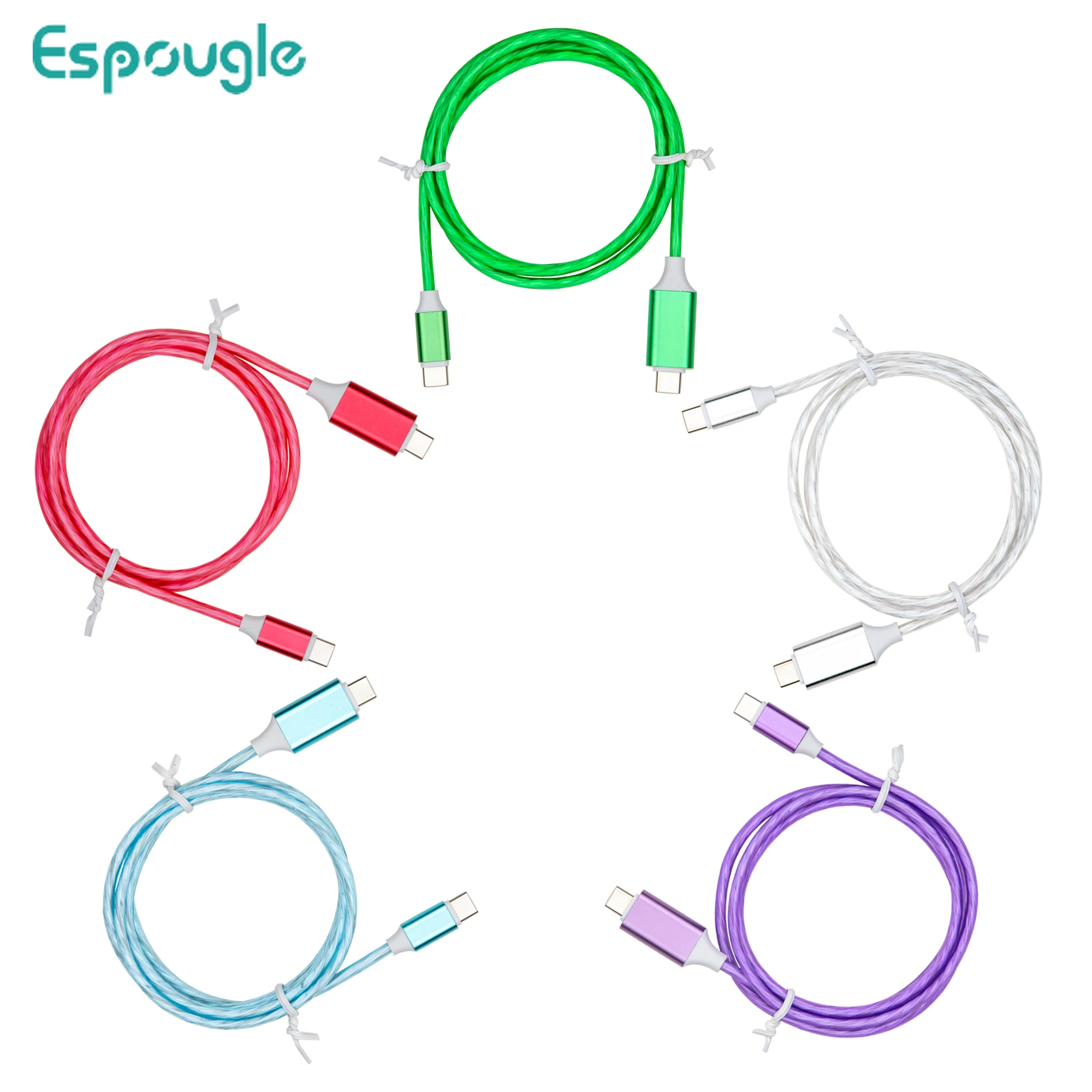 

1M PD Cable Glow Flowing Charger Cable Luminous Lighting Fast Charging USB Type C For Android Mobile Phone USB Wire Cord