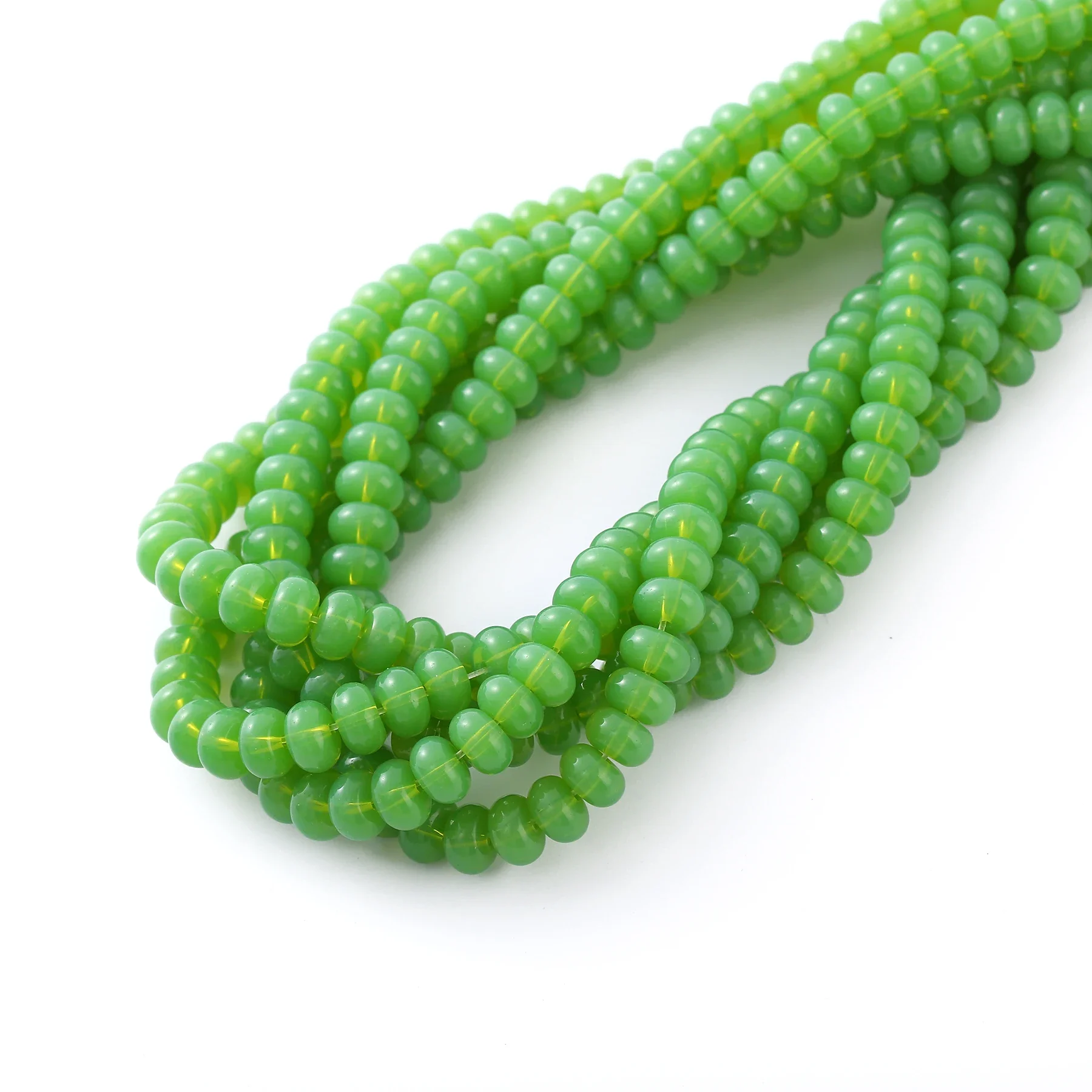 76pcs Wheel Beads 5x8mm Hand String Glass Buddha Beads Smooth Flat Round Beads Crystal Abacus Beads  Jewelry Accessories