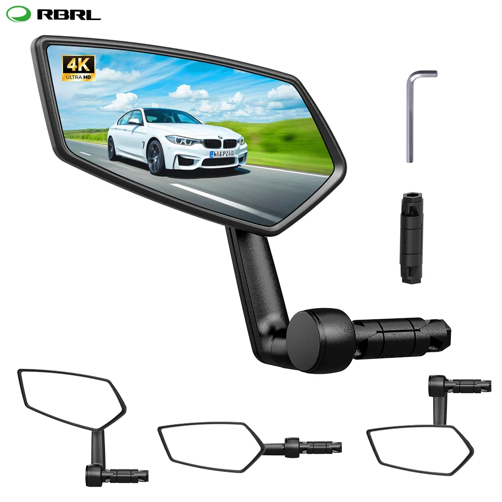 

RBRL Bicycle Reariew Mirror HD Wide Angle Handlebar End Mirror Anti-Drop 360 Adjustable Bike Mirror for MTB Road E-Bike Scooter