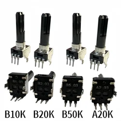 10pcs RV09 Type Vertical Single Potentiometer A20K B10K B20K B50K R0902N B103 B203 B503 WIth Click Center 3Pins D Shaft 23MM