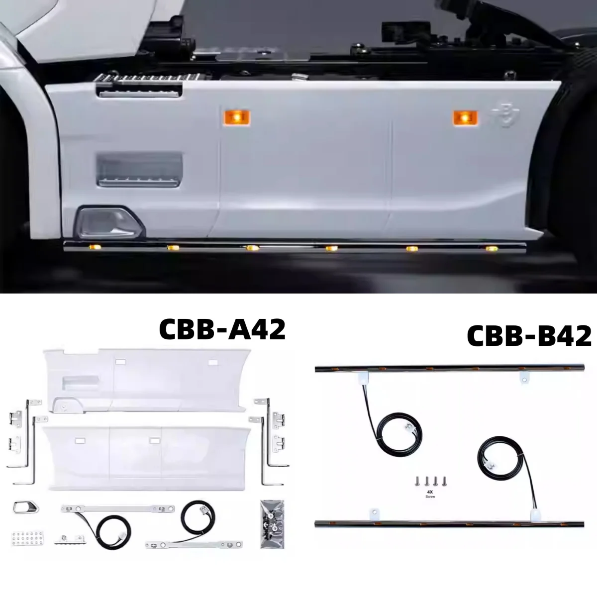 4x2 ด้านข้าง Baffles สําหรับ Tamiya Trailer รถบรรทุกของเล่น 1/14 Scania 2 เพลา 770s พลาสติก Abs จําลองการปรับเปลี่ยน Part CBB-A42