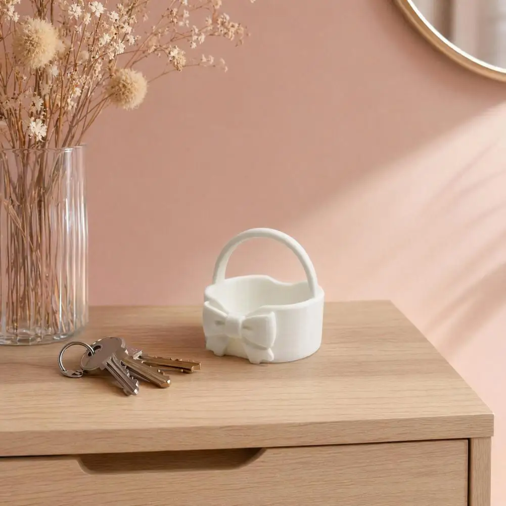 Portable Lipstick Holder Feminine Room Decoration 3d Printed Bow Storage Basket Portable Desktop Organizer with for Entryway
