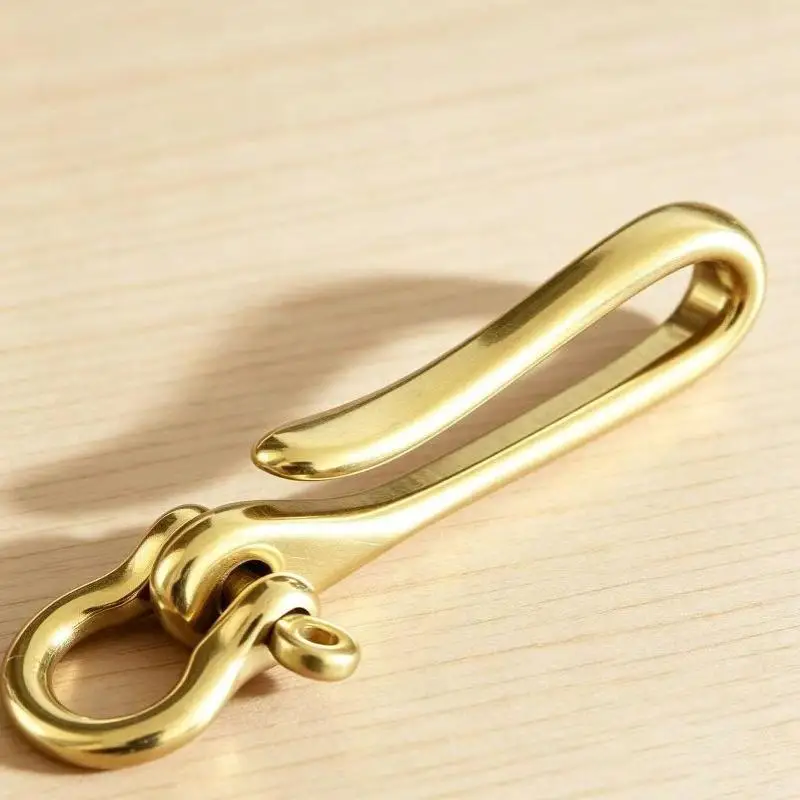 Gürtel-U-Haken aus Messing, Schlüsselanhänger, Retro-Vintage-Schlüsselring, Geldbörsen-Kettenhaken mit Schleifenschäkel, Fischhaken – Detail 7