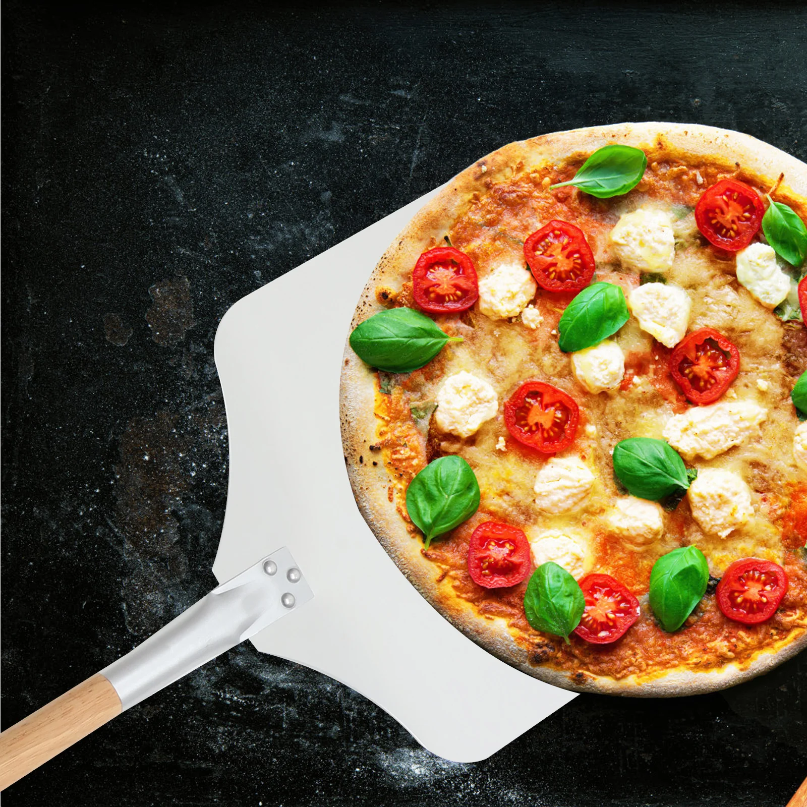 

2 pcs Pizza Shovel Set Aluminium Baking Tools Cake Transfer Pancake Spatula Detachable Handle Kitchen Accessories