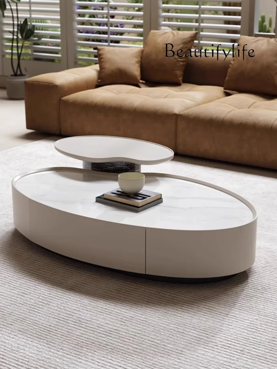 Coffee Table Combination Modern Simple Small Apartment Living Room Designer Creative Cashew Super Crystal Stone Tea Table Bench