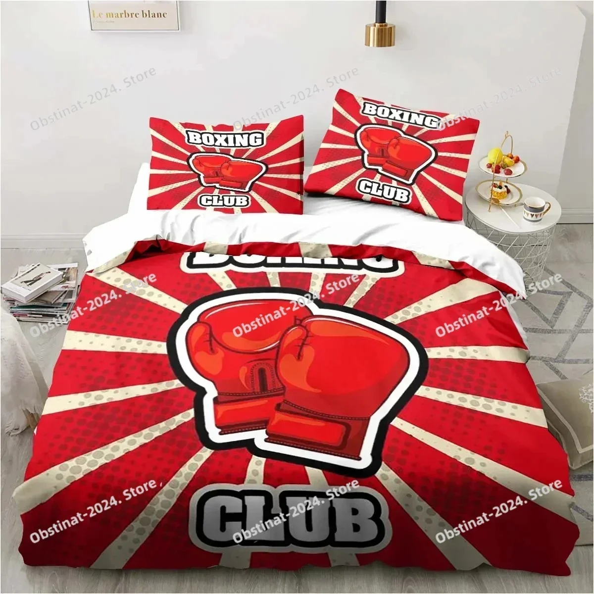 3D Print Boxing Gloves Boxer Fighting Bedding Set Double Twin King Duvet Cover Comforter Pillowcase Boys Girls Adults Bedroom