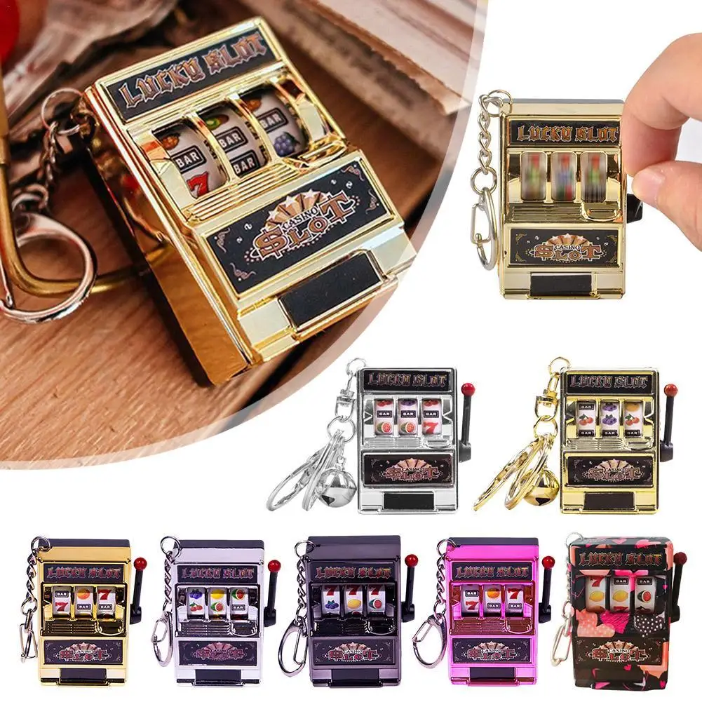 Mini Fruit Slot Arcade Birthday Lucky Jackpot Mini Keychains Gift Educational Retro Toy Coin Operated Games Gambling Machine