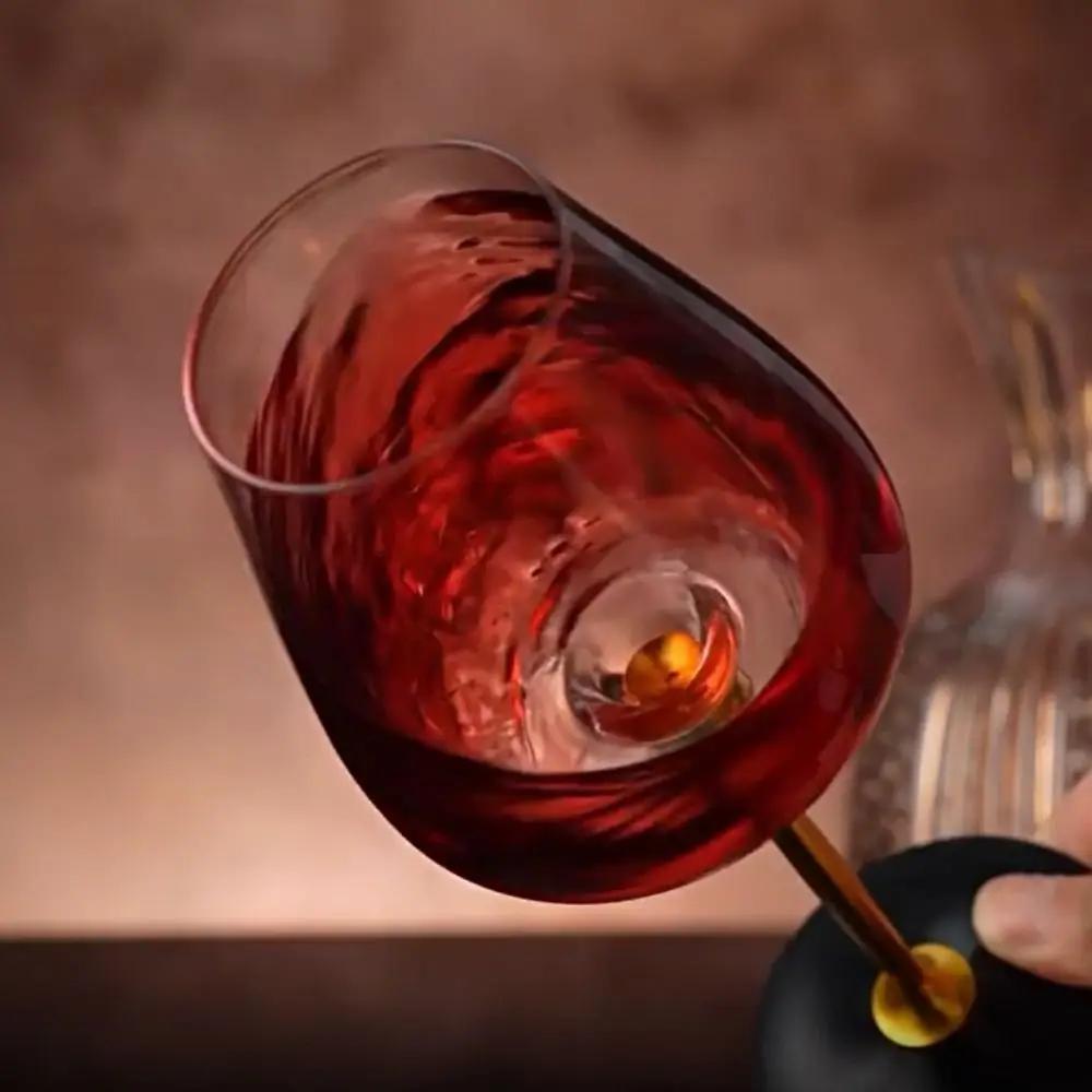 Unique Clear Rotating Glass Wine Glasses Ergonomic Holder Thickened Base Crystal Goblet 500ml Wine Decanter Glass Cup Whiskey