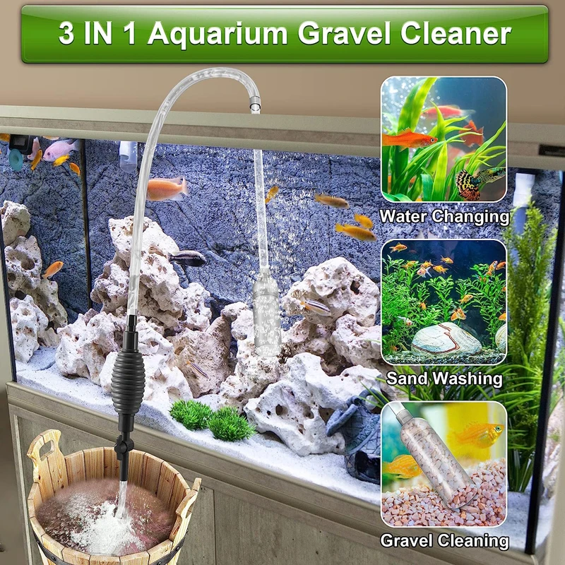 Fish Tank Water Changer Aquarium Siphon Vacuum Cleaner With Outlet Valve For Fish Tank Water Changer Cleaning Gravel and Sand