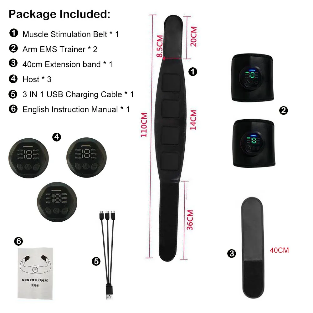 

Пояс для стимуляции мышц, электрический стимулятор ABS, тренажер EMS, тренажер для брюшного пресса, тонизирующие ремни, фитнес-тренировки, тренировки в тренажерном зале