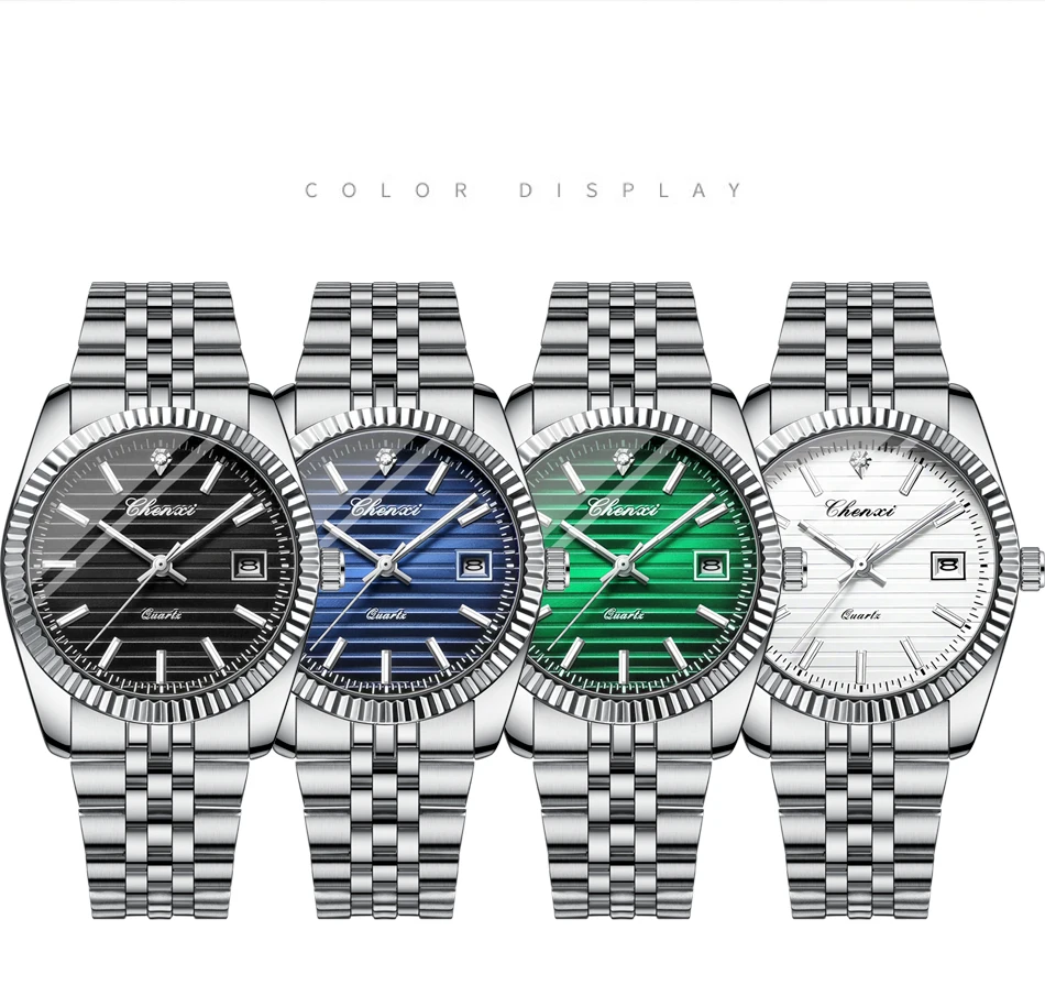 CHENXI 004D Männer Quarz Uhren Luxus Edelstahl Wasserdicht Leucht Datum Casual Armbanduhr für Männer – Detail 8
