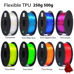 Şeffaf kırmızı mavi elastik esnek TPU 3D yazıcı Filament 1.75mm kauçuk malzeme rulosu Flex 500g 250g tpu baskı malzemeleri