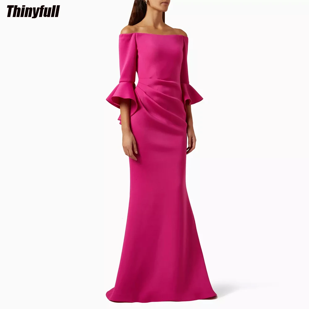 

Thinyfull Mermaid Arab Prom Dresses Strapless Half Sleeves Evening Party Gown Elegant Dubai Outfit 2024 Formal Occasion Dress