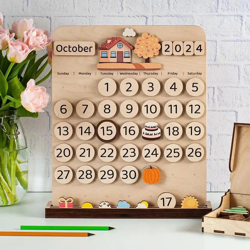 Holz magnetische Kinder Kalender Bildungs kalender Spielzeug Holz Montessori Spielzeug Vorschul kalender Lernspiel zeug täglich wöchentlich Kinder