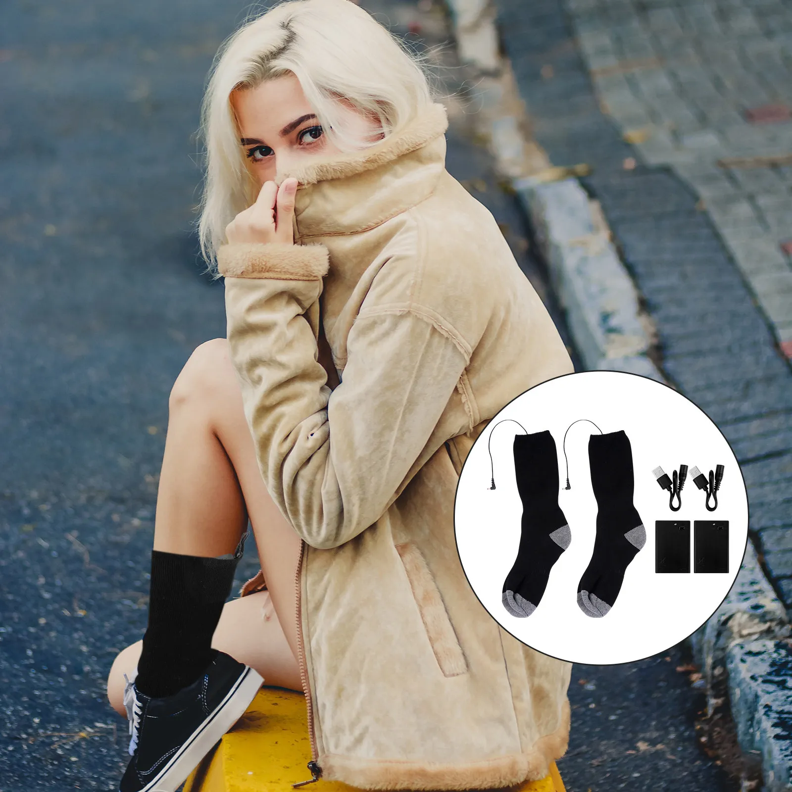 

1 комплект термоносков с USB-подогревом, теплые носки для ног, для использования на улице, удобные зимние носки с подогревом, термоноски