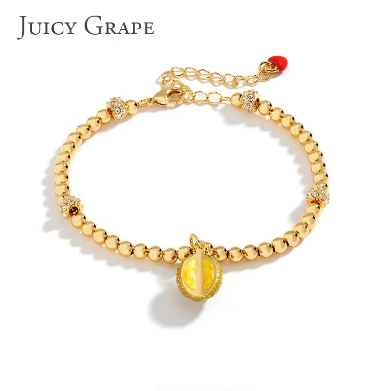 Juicy Grape Durian Bracelet Gold Beads Bracelet Fashion Enamel Fruit Bracelet 18ct Gold Plated Luxury Anniversary Party Gift