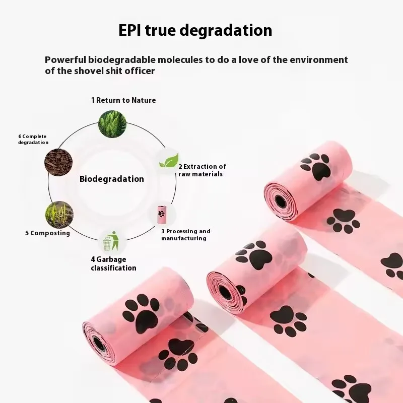 Paw Print Dog Poop Bags with Portable Capsule Dispenser Thick Leak‑Proof Disposable Pet Waste Refill Rolls Dog Cleaning Supplies