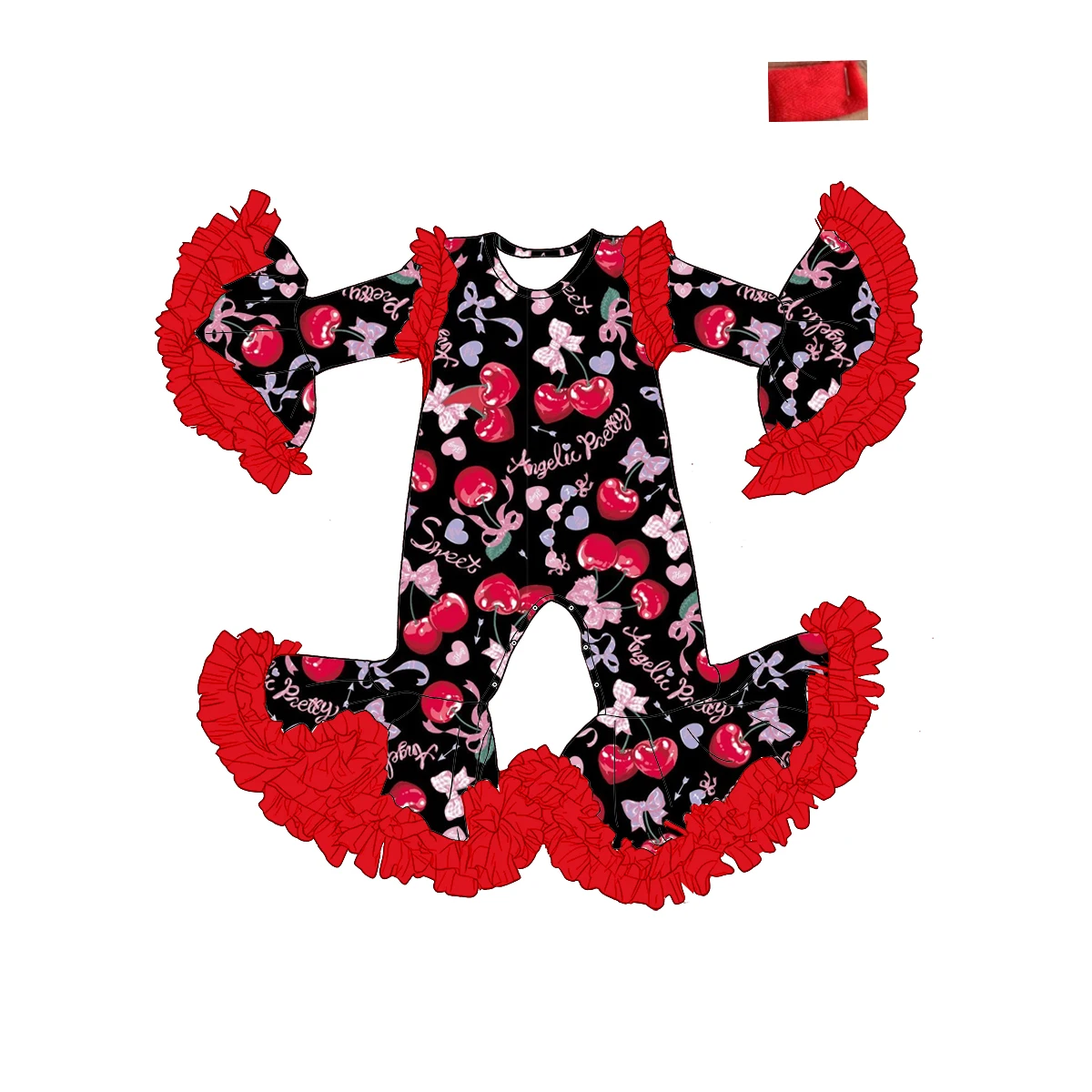 Valentine's Day Boutique Children's Clothing Love Cartoon Candy Print Long Sleeve Mesh Jumpsuit Mesh Girl Suit Baby Clothing