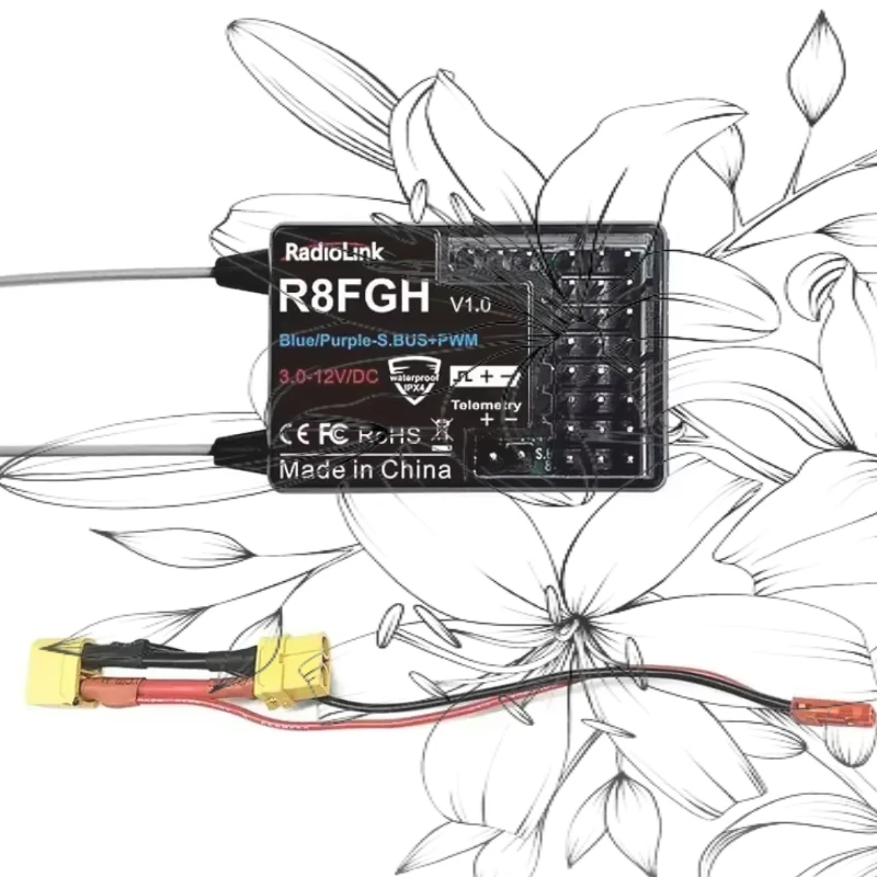 RadioLink R8FGH 8CH Gyro Receiver 2.4GHz, 600m 14S 58.8V Telemetry for RC Car Boat Robot