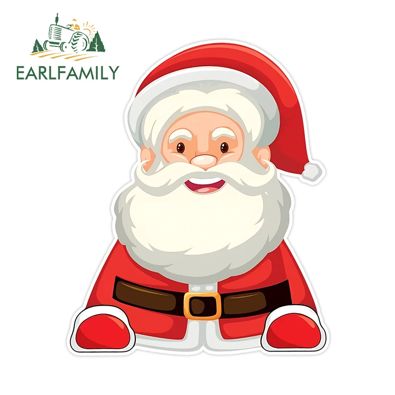 EARLFAMILY 13cm x 10.8cm Merry Christmas Old Man Decals Chibi Peeker Accessories JDM Car Stickers Sunscreen Windows Decor