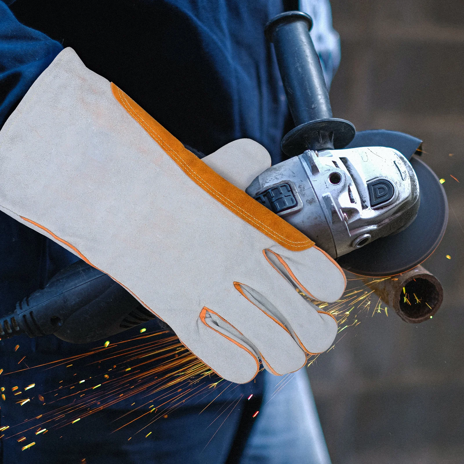 

1pcs 1 Pair Cowhide Welding Gloves Heat Resistant Fireproof Protective Mitts For Welding Fireplace Gardening Work Hand