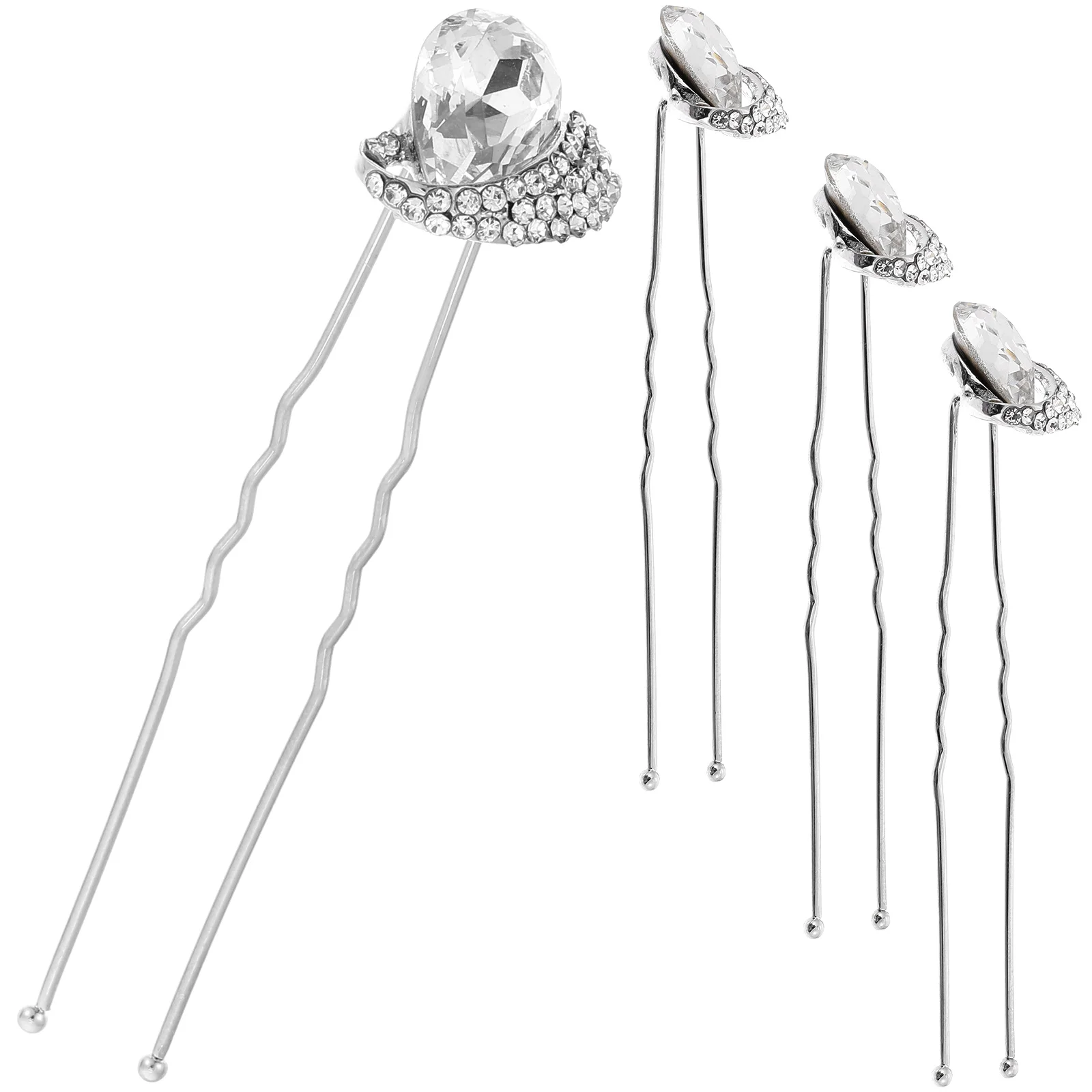 

4pcs 4 Blue Hairpins Rhinestone Hairpins U Shape Metal Wedding Bridesmaid Prom Evening Hair Accessories Fits All Types