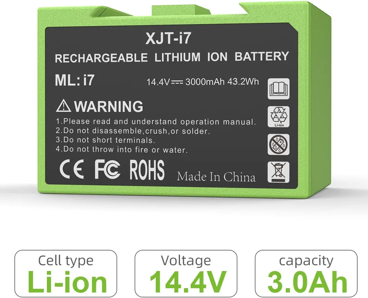 14.4V i7 Battery for iRobot Roomba e and i Series, 3000mAh Large Capacity Battery  e5 e6 e5150  Battery