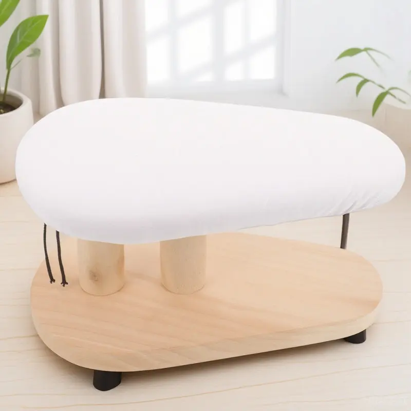 

Round Ironing Stool Solid Wood Portable Ironing Board for Delicate Areas Sleeve Cuff Collar Professional Neat Finish Tool