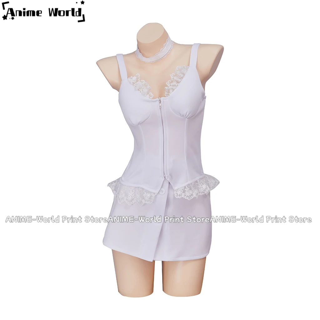 《Custom Size》Game Cosplay Catherine Cosplay Costume Outfts Catherine Sexy White Suspender Short With Sockings Full Set For Women