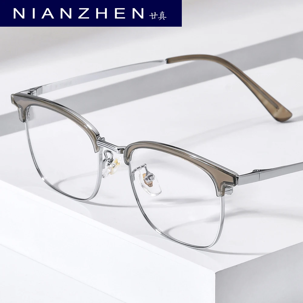 NIANZHEN TR90 Alloy Glasses Frame Men Square Brand Design Eyeglasses Women Vintage Ultralight-Weight Eyewear Spectacles 278