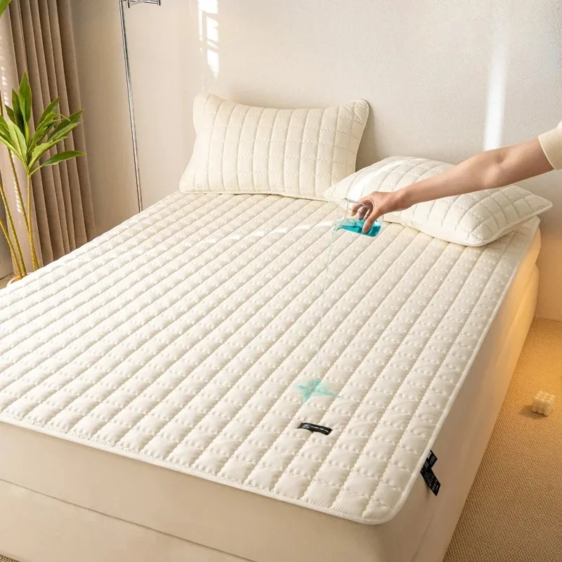 Japanese Style Waterproof Bed Sheet 2-3PCS Protector - Antimicrobial Mattress Cover with Elastic Straps - Thin Mattress