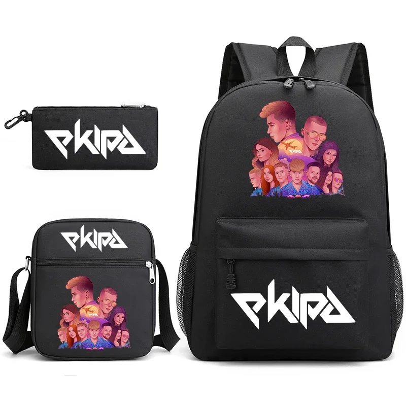 Ekipa-Conjunto de mochila con estampado para niños y estudiantes, estuche para lápices, bolso de hombro, mochila con letras