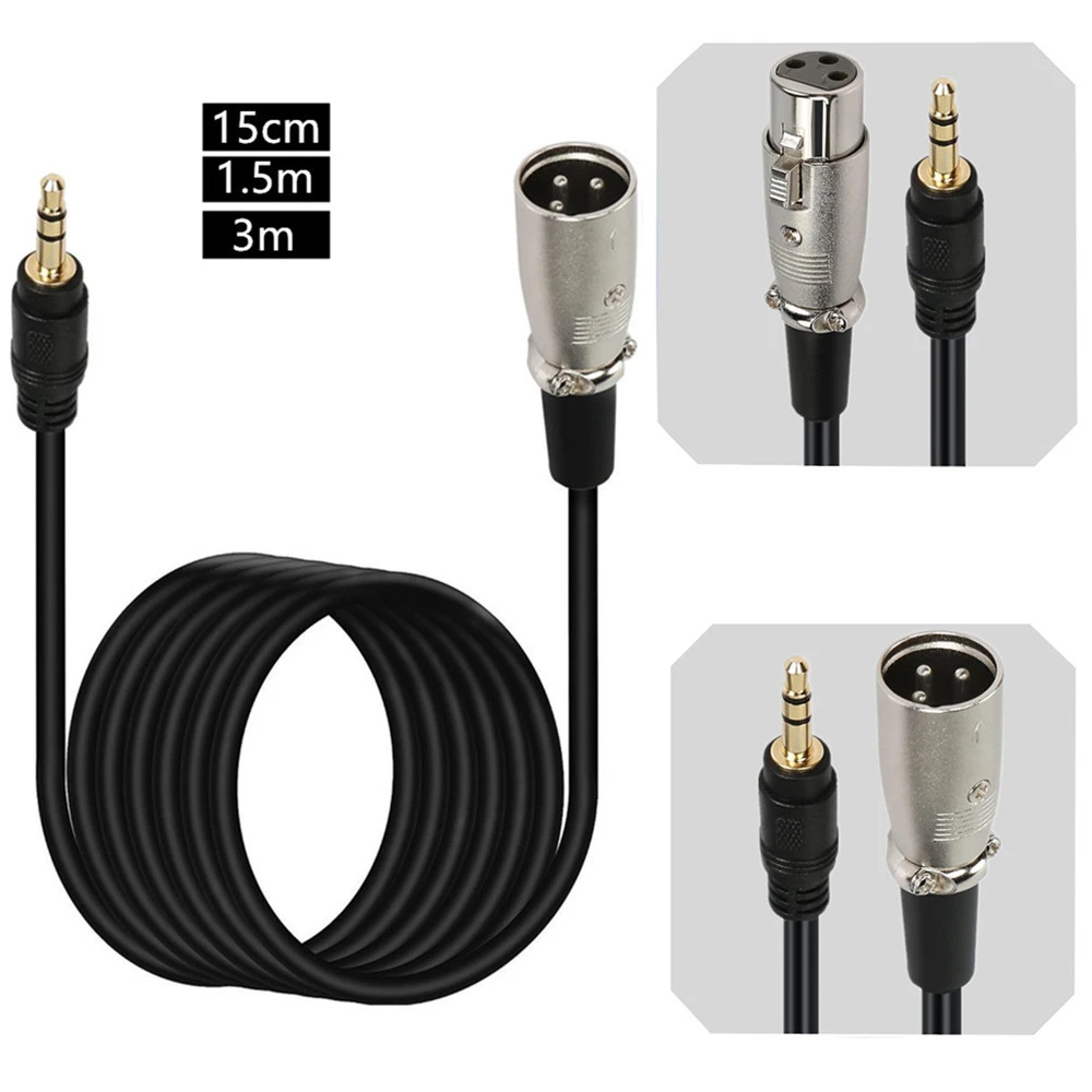 XLR 3-Pin Stecker-Buchse auf 3,5mm Klinke zu XLR Audiokabel für Mikrofone, Lautsprecher, Mischpulte, Verstärker, XLR-Kabelverbinder