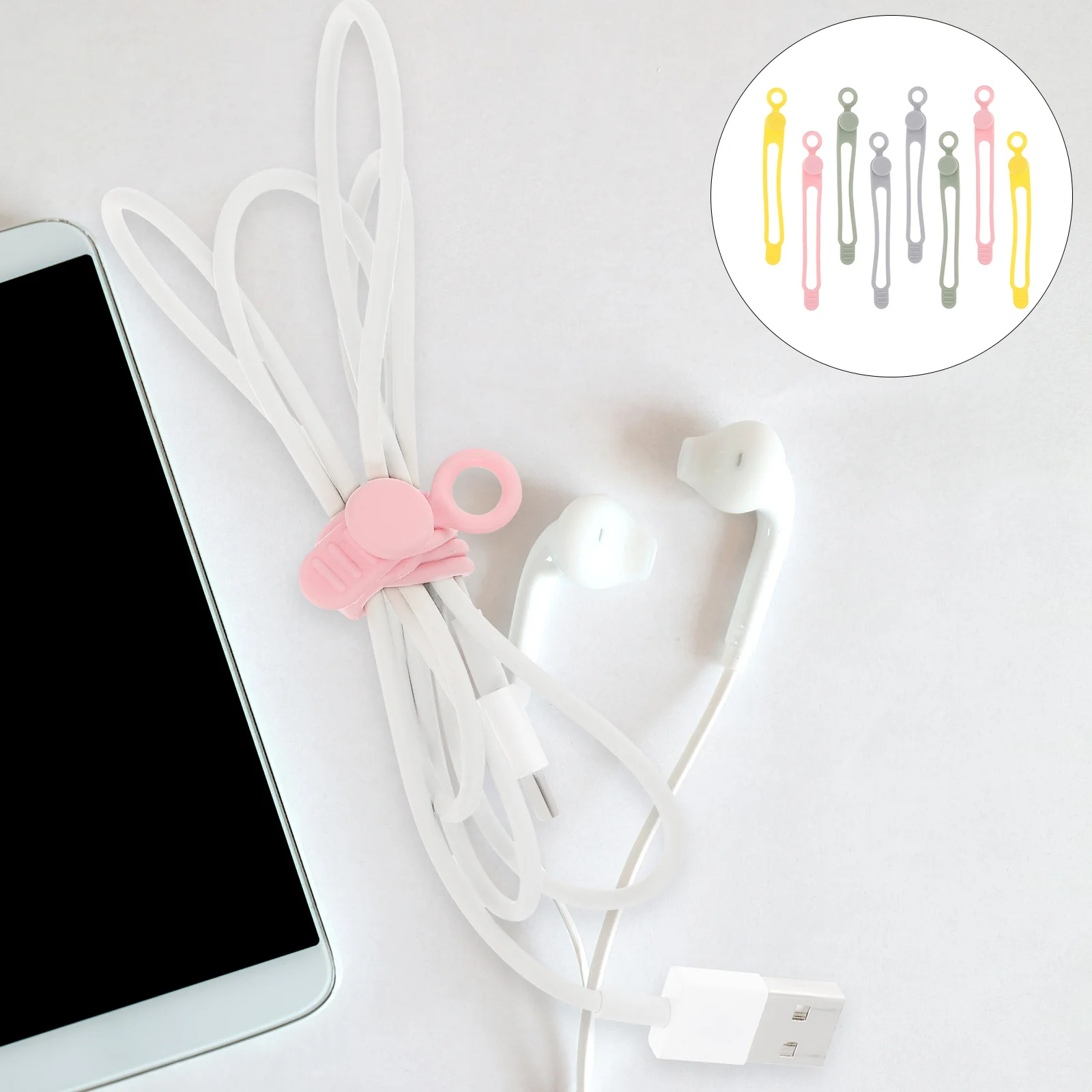 

8pcs Silicone Cable Winders Compact Cord Wraps For Usb Charging Cables Data Wire Organizers Fastening Management Ties