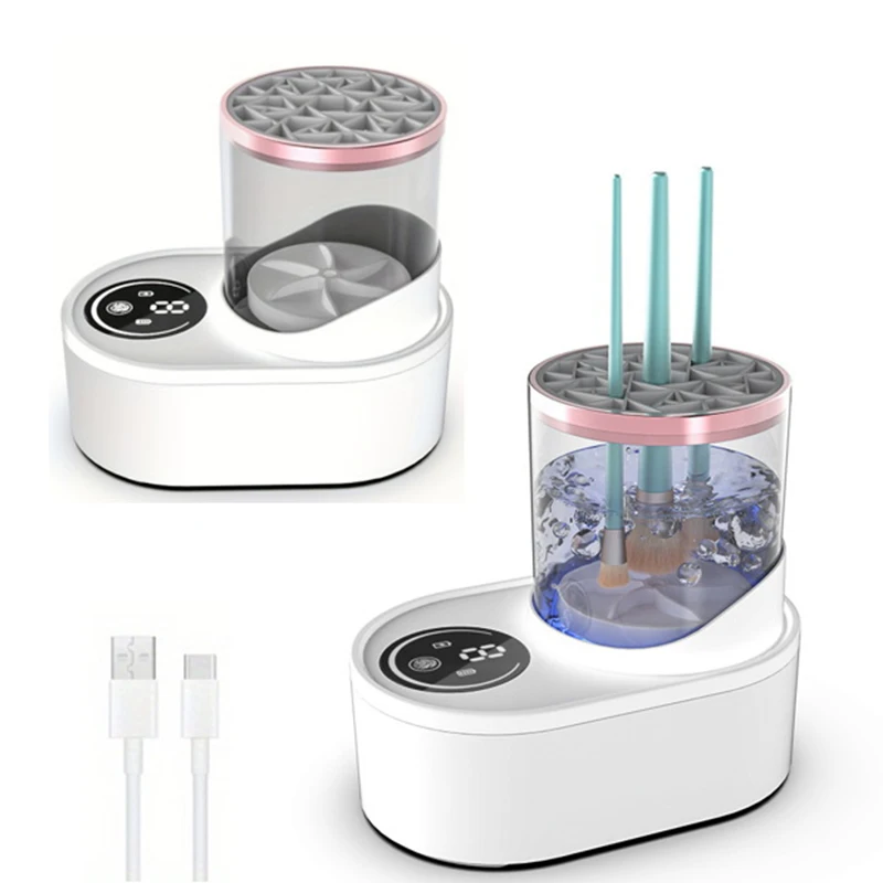 3-IN-1 elektrische make-upborstelreiniger Machine met make-upborstel Droger-houder-draagbare automatische USB-reiniger voor cosmetische borstels