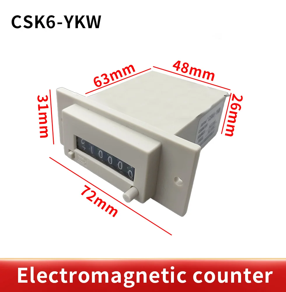 

1PCS CSK6-YKW 6 - bit panel AC110V 220V DC 12V 24V 36V electromagnetic counter pulse counter punch press packing counter