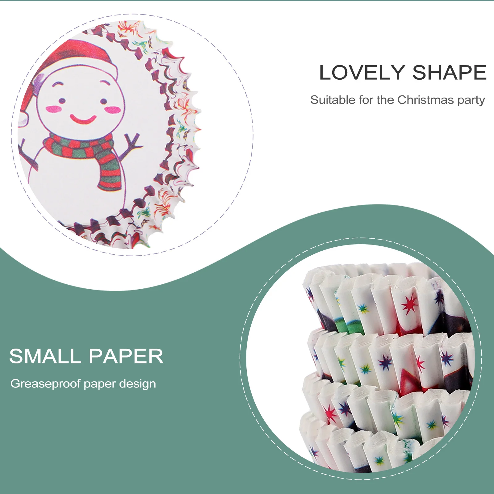 

400Pcs Christmas Cupcake Paper Cups Grease-Proof Heat-Resistant Oven Safe Baking Cups Disposable Party Cake Tray