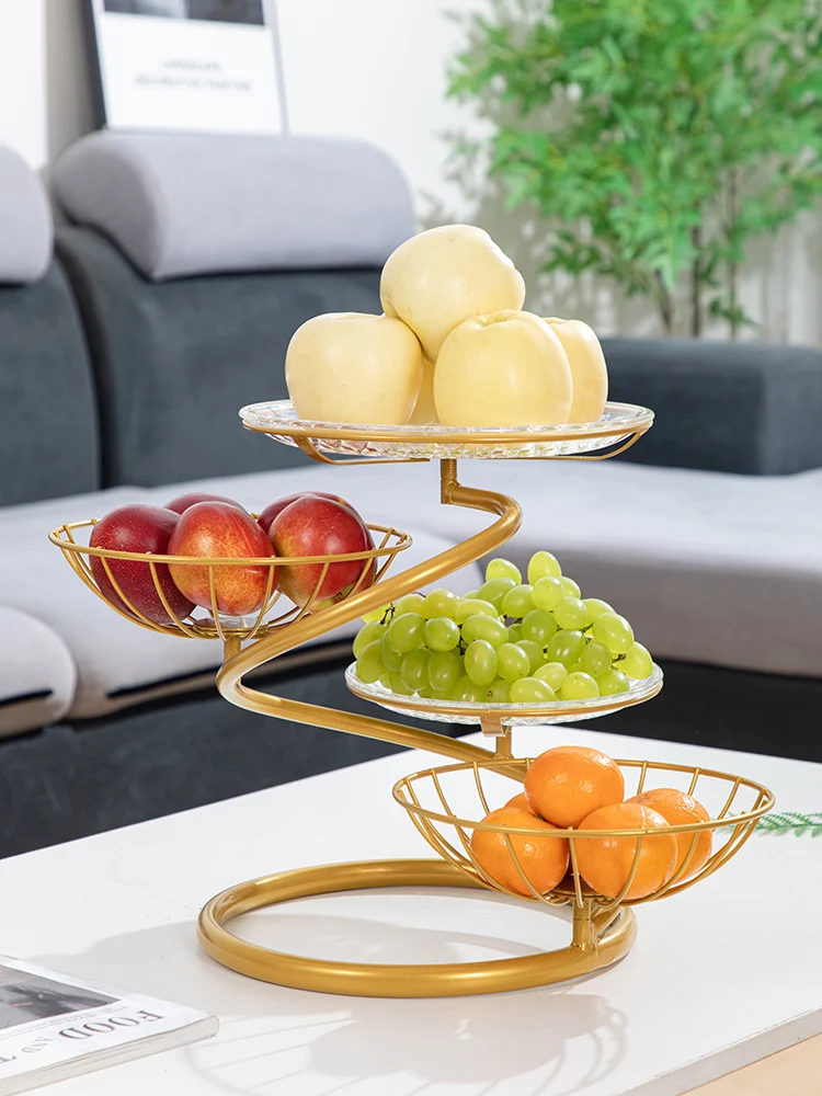 

Европейская многоярусная корзина для фруктов и сухофруктов, дренажная корзина, роскошная легкая корзина для гостиной, подставка для хранения сухофруктов