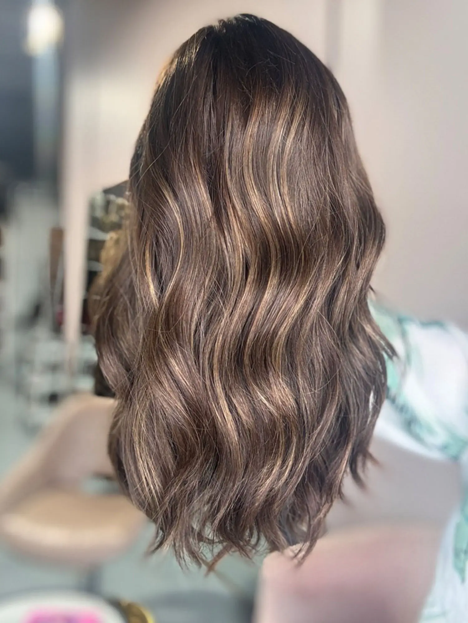13x4 Ombre Chestnut Brown Highlights HD Synthetic Lace Frontal Wig 16 Inches Medium Length Middle Parting Premium Wig For Women