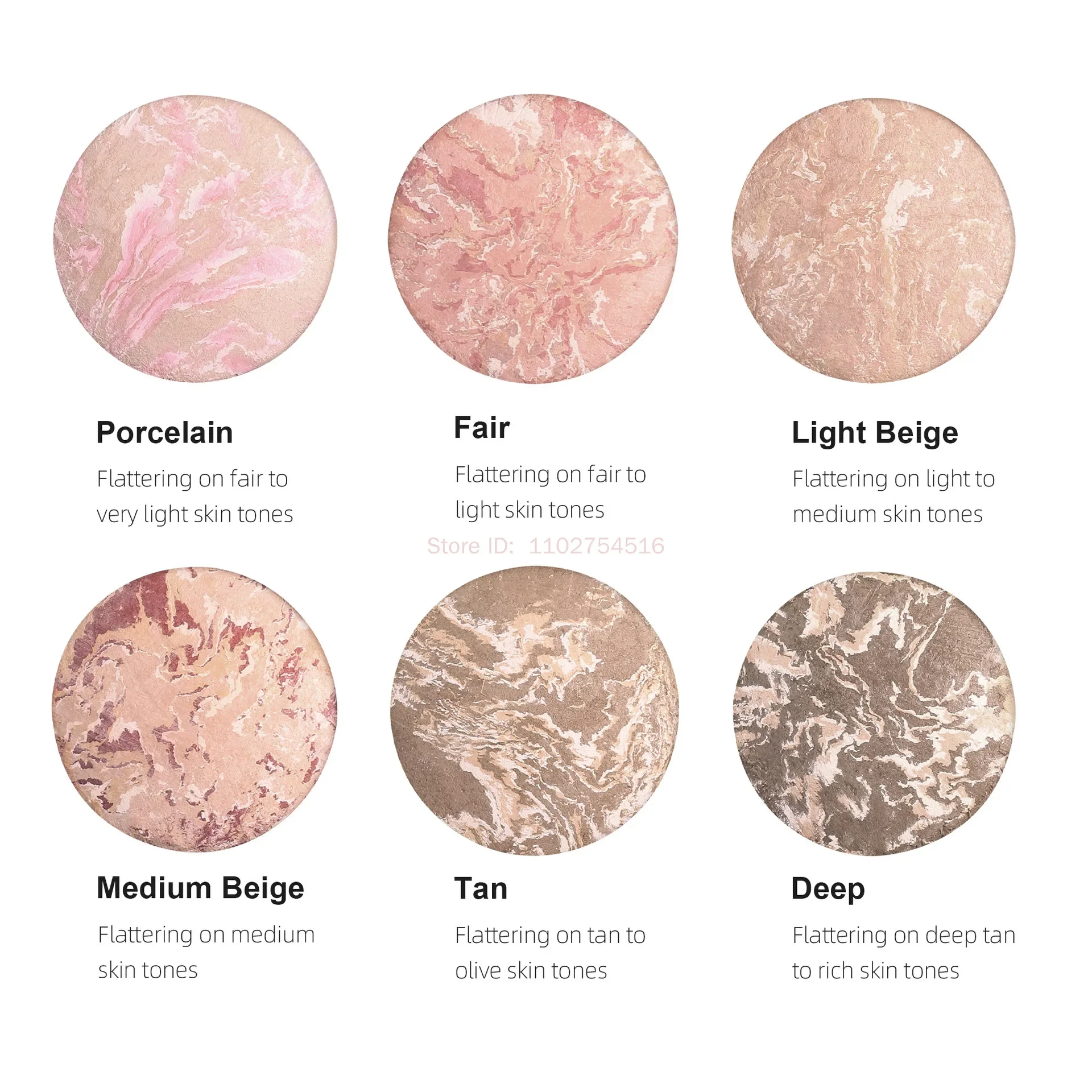 Lichtgevende afwerking Setting Powder Blijvende oliecontrole Shimmer Marble Baked Powder Verhelderend gezichtspoeder Compact Foundation Make-up