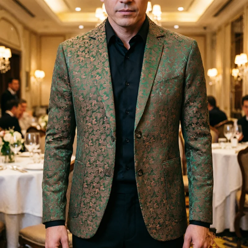 

Мужской пиджак с цветочным принтом 2026: Приталенный, повседневный, для бизнеса и отдыха, весенняя новинка, дышащий, легкий дизайн