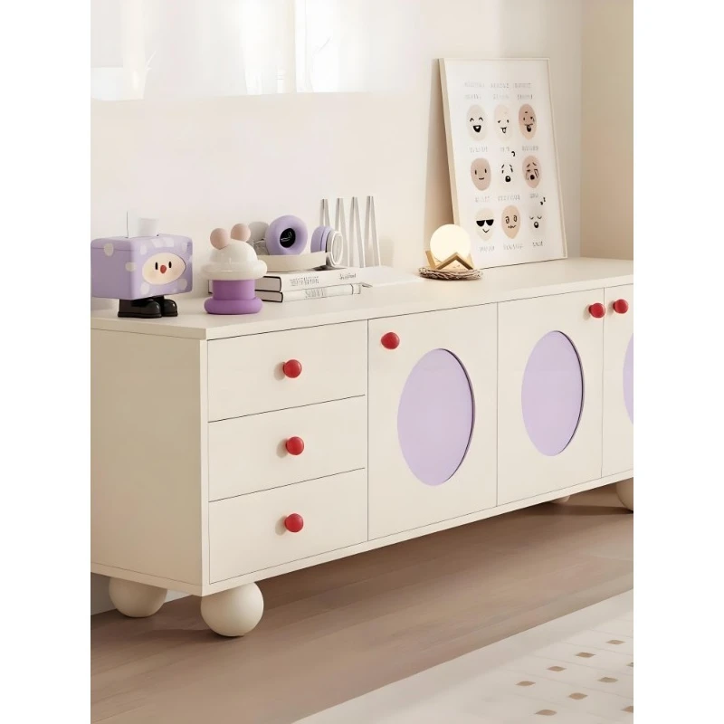 

Dopamine solid wood TV cabinet, living room and household floor-to-ceiling integrated TV cabinet, cream wind against the wall